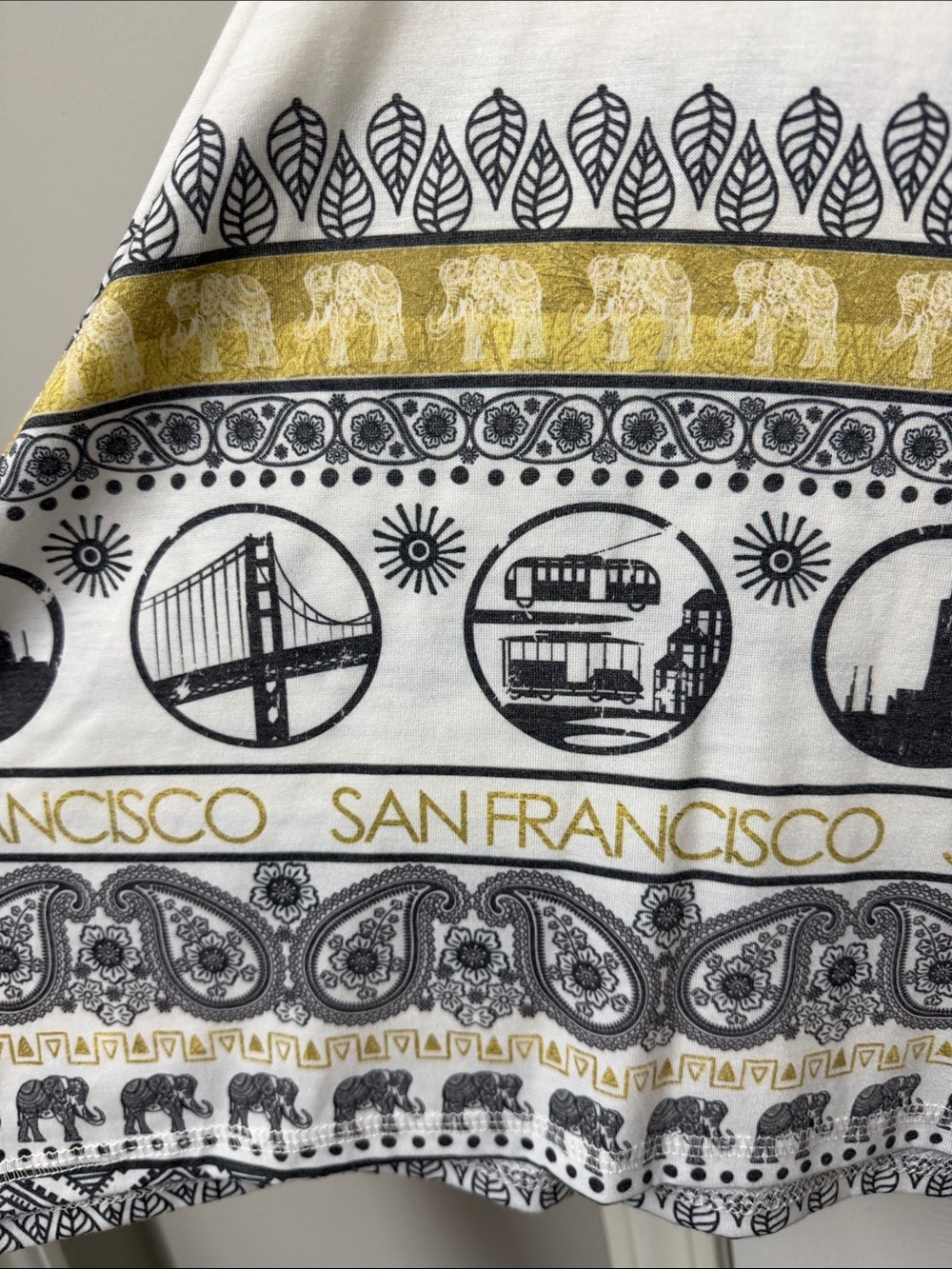White Tank Top with Black and Gold San Francisco Motif - Picture 3 of 5
